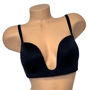 VICTORIA'S SECRET BARE 36C Plunge Low-Back Bra Solid Black‎ Underwirře